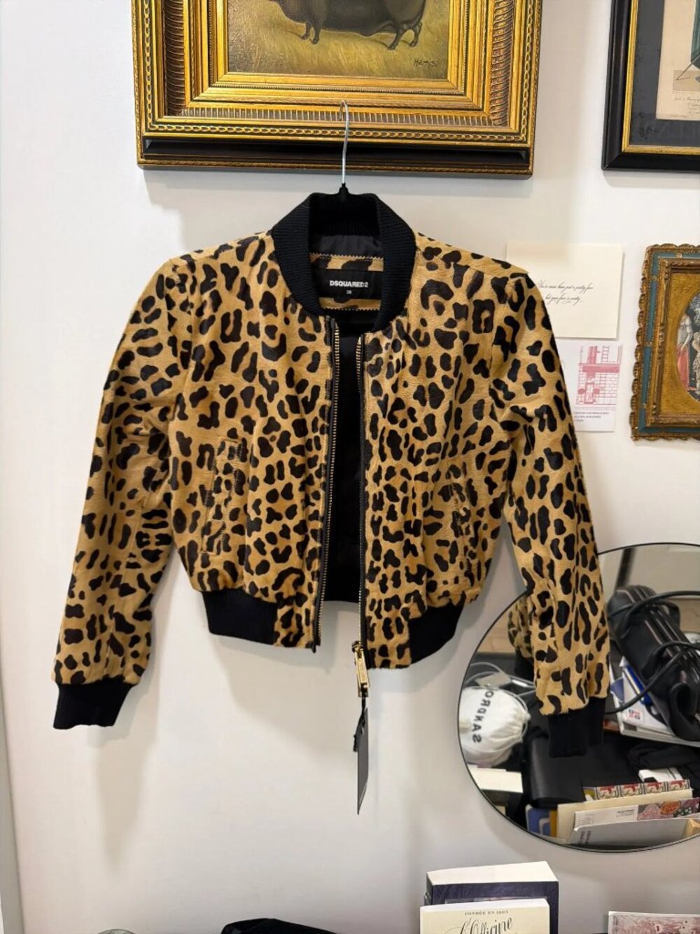 NWT Dsquared2 Leopard Ponyhair Track Jacket IT 38/US 2 $1,800 MSRP